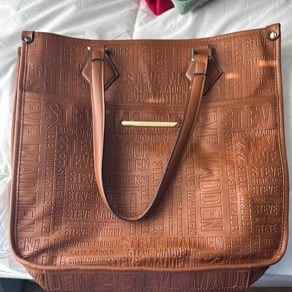 Steve Madden Brown Croc-Embossed Tote